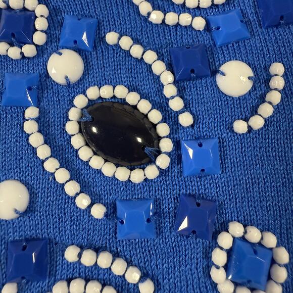 Kate Spade Arcadia Embellished Cardigan Women’s S Royal Blue Beaded Knit - Picture 6 of 9